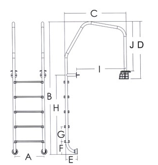 Safety 2 Steps 1.2mm Stainless Steel Swimming Pool Ladder 1
