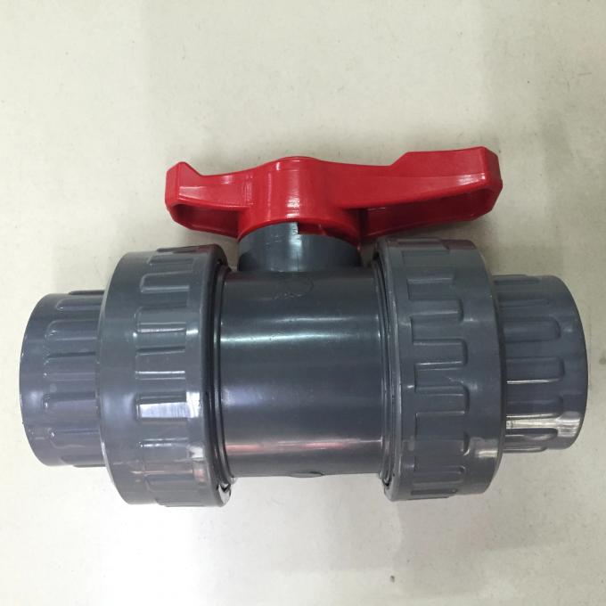 Black Red DN20 UPVC Double Union Ball Valve 2