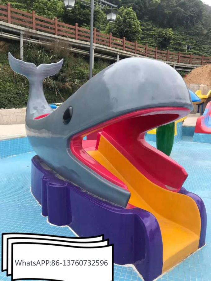 Anti UV Kids Water Park Equipment Fiberglass Whale Water Slide 0