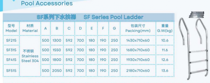 SF215 Stainless Steel Swimming Pool Ladder 2
