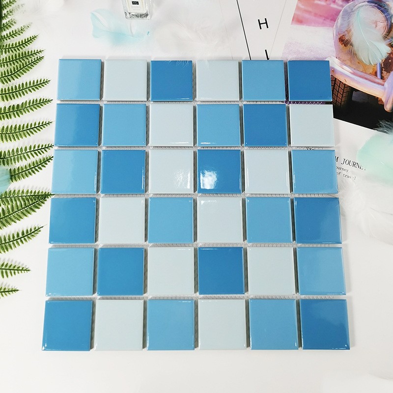 48MM Ice Crack Swimming Pool Pure Color Ceramic/Glass Mosaic Tile