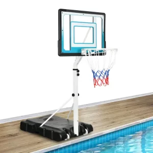 Pool Basketball Hoop 4.1-5.7ft Height Adjustable Basketball Goal Stand Portable Poolside Basketball Hoop