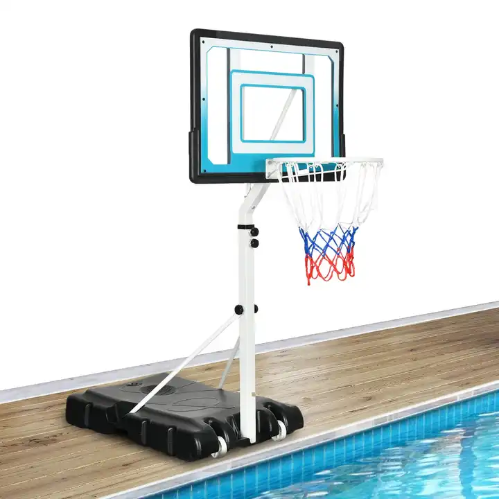 Pool Basketball Hoop 4.1-5.7ft Height Adjustable Basketball Goal Stand Portable Poolside Basketball Hoop