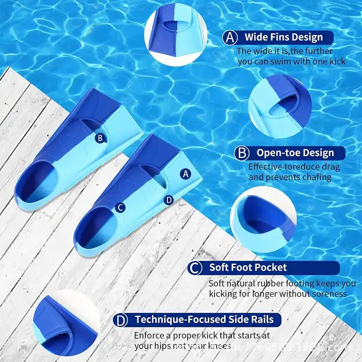 h8a37f3b8567247149c768af85a79f7aeg-jpg_720x720q50 Manufacturer price Full Foot Design Adult Kids Training Swim Fins Snorkeling Flippers Short Blade Silicone Swimming Fins