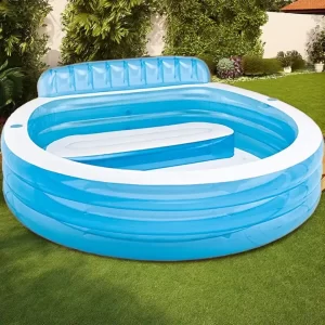Inflatable PVC Swimming Pool with Cup Holder and Backrest for Family Parties Adults and Newborns for Garden Yard Lounge