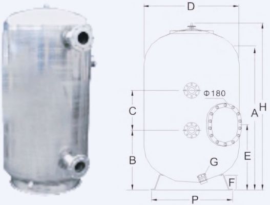 15m3/H 800mm Commercial Swimming Pool Sand Filters