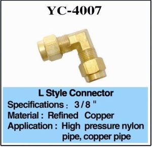 High Pressure Brass L Shaped 3/8" Water Fountain Connectors