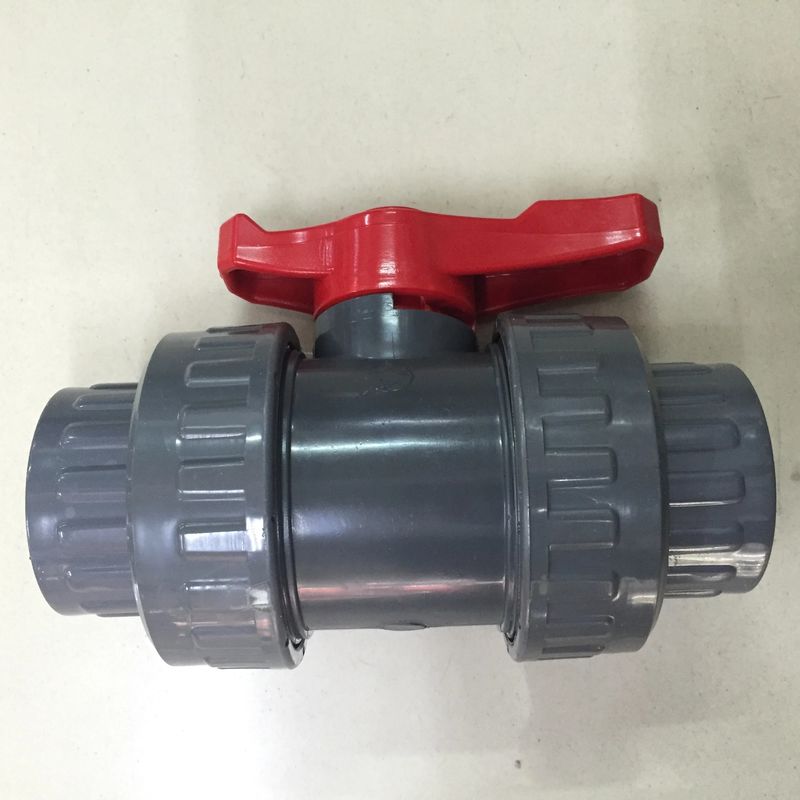 Black Red DN20 UPVC Double Union Ball Valve